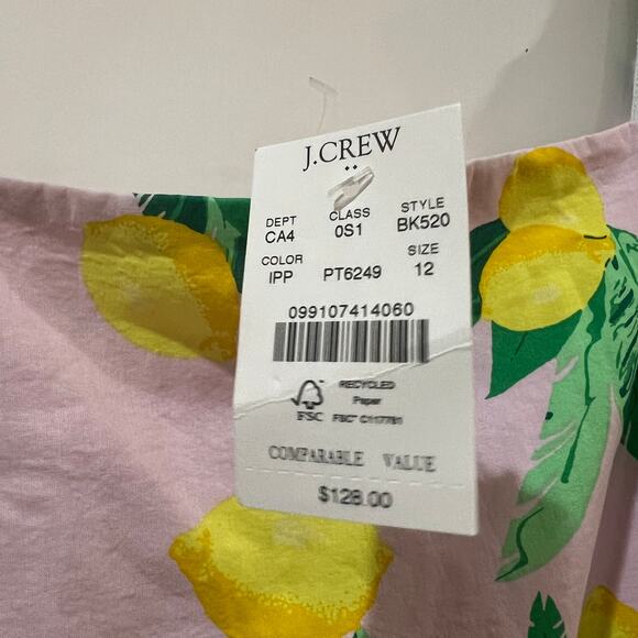 J. Crew Factory Square Neck Midi Dress Lemon Print Size 12 - Picture 8 of 11